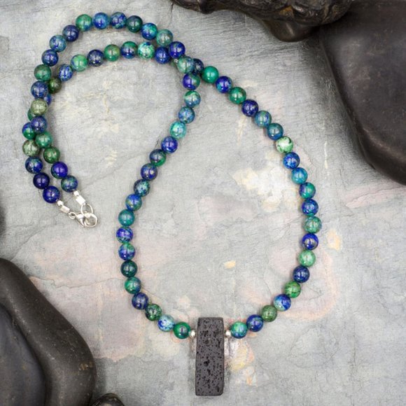 Azurite with Malachite Aromatherapy Necklace - Picture 1 of 1